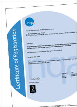 Certificado ISO de Lee Spring India